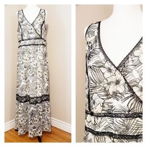 MAX STUDIO | FLOWY CHIFFON FLOWERED MAXI DRESS, 12